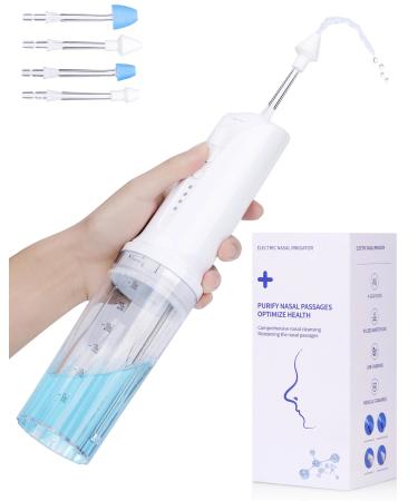 Kaaeiccr Neti Pot Nasal Irrigation System 300ml 2 Flushing Modes USB C Rechargeable for Sinus Relief Allergy Care Portable Nose Washing with Adjustable Flow