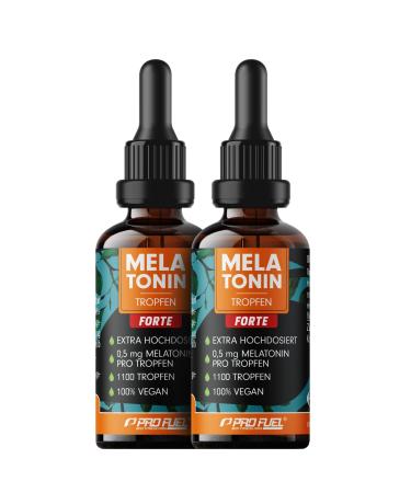 Melatonin drop forte 2x30 ml - 2x1100 drops with 0.5 mg melatonin each - optimally high -dose & effective - for 1100 applications - without alcohol - 100% vegan - laboratory test with certificate 30 ml (2 pack)