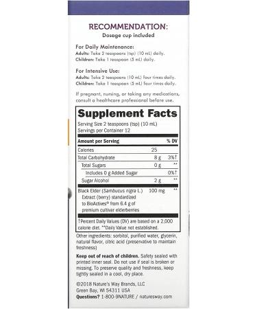 Nature's Way Sambucus Elderberry Sugar-Free Syrup 4 fl oz - Immune Support - Buy Online on GoSupps.com
