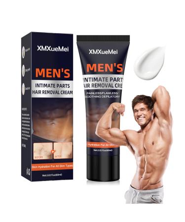 Hair Removal Cream for Men Painless & Flawless Men's Depilatory Cream Fast and Effective Hair Remover Cream for Underarm Legs Chest Back & Arms All Skin