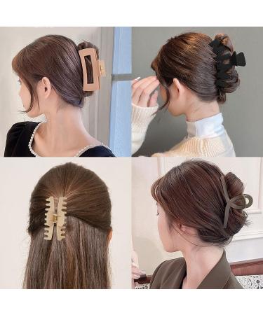 Large Hair Claw Clips Set - 8 Pcs Non-slip Square Matte Clips for Women Girls - Strong Hold Banana Clips - 90's Vintage Style - 4 Styles & 4 Colors - Buy Online on GoSupps.com