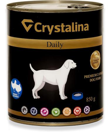 Crystalina Daily Premium Adult Dog Food with Turkey and Chicken | Canned Dog Food | High Meat Content up to 87% | Wheat Free | 6 Pack (6 x 850 g) - Buy Online on GoSupps.com