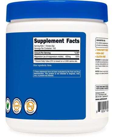 Nutricost Magnesium Malate Powder (300g) - 420mg Per Serving - Non-GMO & Gluten-Free - Buy Online on GoSupps.com