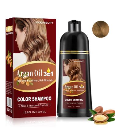 Fvquhvo Hair Dye Shampoo Blonde Argan Oil Instant Hair Color Shampoo Long Lasting Brown Hair Shampoo Semi-Permanent Brown Hair Dye Shampoo Hair Dye Easy to Use (Blonde Brown)