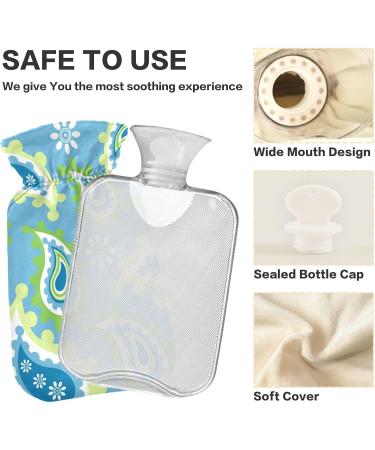 Naanle Blue Paisley Flowers Heat Bottle - 2L Large Transparent Hot Water Bottle for Heat & Cold Therapy - Pain Relief for Bed Hands & Feet - Buy Online on GoSupps.com