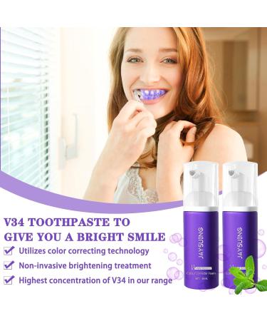 Purple Toothpaste for White Teeth - 2 PCs Color Correction Serum & Oral Foam | Teeth Whitening Booster - Hero Smile - Buy Online on GoSupps.com