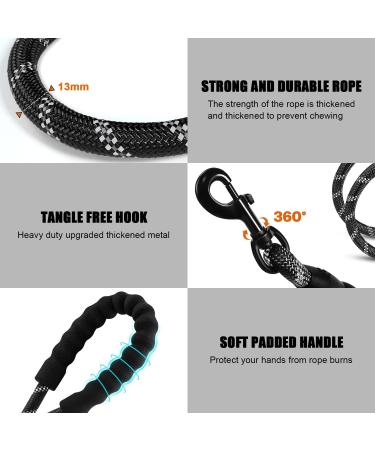 DOKI 5.3FT Black Dog Lead | Soft Padded Handle | Highly Reflective Leash for Small, Medium, and Large Dogs - Buy Online on GoSupps.com