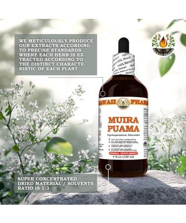 Hawaii Pharm Muira Puama Extract, Tincture for Boosting Desire and Energy, Supports Memory, Promotes Calmness, Enhances Circulation, Reduces Dark Circles, Encourages Vitality - 4 fl.oz 4 Fl Oz (Pack of 1) - Buy Online on GoSupps.com