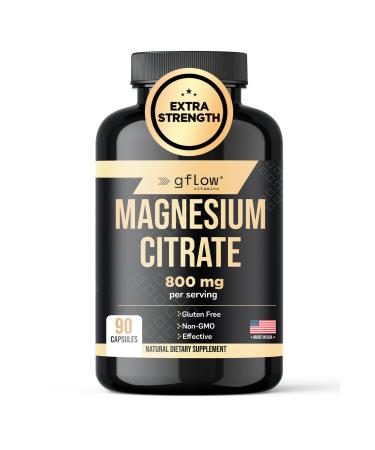 Gflow Vitamins Magnesium Citrate Supplement | Citrato de Magnesio | Supplement for Calm, Sleep, Muscles and Bones | Made in The USA