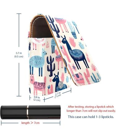 Buy Adorable Cartoon Alpaca Leather Lipstick Case Mini Lip Gloss Organizer with Mirror | International Shipping Available - Buy Online on GoSupps.com