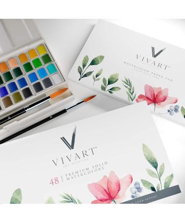 Watercolor Paint Set with 48 Premium Colors, Brushes, Palette, Paper Pad & eBook - Buy Online on GoSupps.com