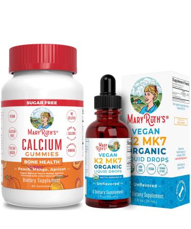 Calcium Supplement & Vitamin K2 MK-7 (Unflavored) Liquid Drops by MaryRuth's | Calcium Gummies Strong Bones & Teeth | Liquid Drops Assists Calcium Absorption