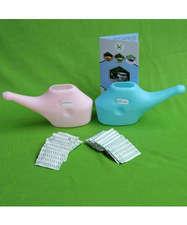 HealthGoodsIn - Set of 2 Traveler s Plastic Neti Pot for Nasal Cleansing with 5 Sachets Salt + 2 Brushes | Compact and Travel-Friendly Design | Natural Treatment for Sinus Infection and Congestion - Buy Online on GoSupps.com