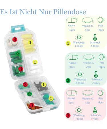 Muchengbao 4 Pack Weekly Pill Box 7 Days 10 Compartments Easy Open Medication Organizer - Buy Online on GoSupps.com