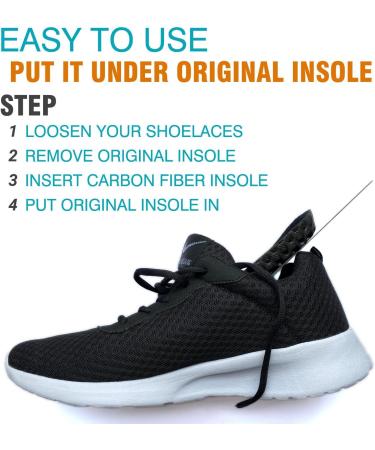 Carbon Fiber Shoe Insole - Semi-Rigid Insert for Comfort | Fits Men Size 8 & Women Size 9 | 24.5cm - Buy Online on GoSupps.com