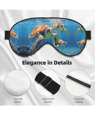 SSIMOO Sea Turtles Print Light-Blocking Eye Mask | Ultra-Soft for Comfort & Restful Sleep - International Shipping Available - Buy Online on GoSupps.com