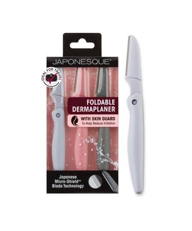 JAPONESQUE Foldable Dermaplaner Facial Razors - 3 Piece Set Eyebrow And Facial Hair Razor Kit - One Blade Fixed Dermaplane Razor For Women Multicolor