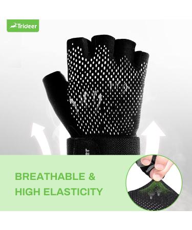 Trideer Breathable Weight Lifting Gloves with Wrist Straps - Grey, Large - Buy Online on GoSupps.com