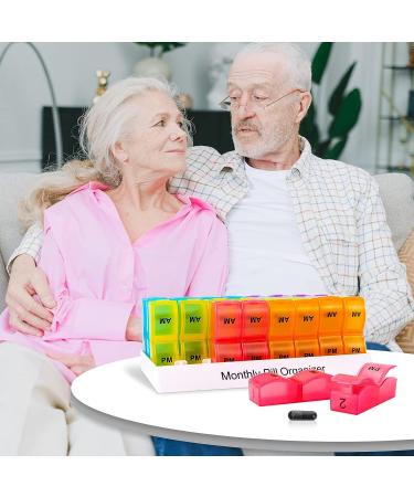 Monthly Pill Organizer 2 Times a Day | AM PM 31 Day Pill Box with Small Compartments for Vitamins and Medicine | Travel-friendly 31 Day Pill Case - Buy Online on GoSupps.com