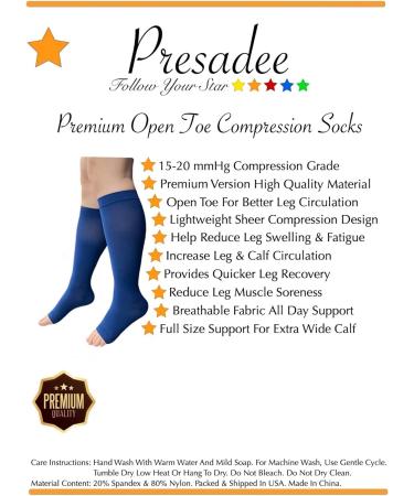 Premium Sheer 15-20 mmHg Compression Calf Socks - Open Toe Navy | International Shipping Available - Buy Online on GoSupps.com