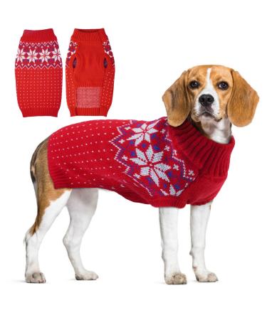 Katzinst dog sweater Christmas sweater dog dog sweater fleece dog sweater Christmas with snowflake pattern dog sweater medium -sized dogs for Chenery Malteser Jack Russell red l l red red - Buy Online on GoSupps.com