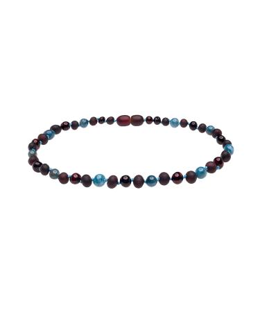 Genuine Amber Necklace from Baltic Sea Made with Unpolished Cherry Polished Cherry and Apatite 34 cm (13.4 Inches)