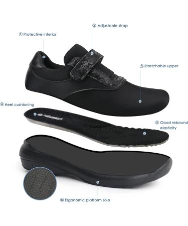 Ortho+rest Women's Diabetic Foot Pain-Free Work Shoes - Size 8, Black - Buy Online on GoSupps.com