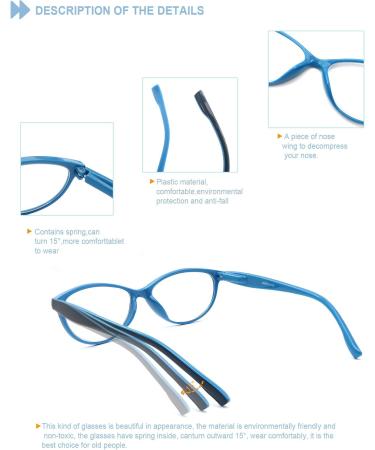 HEEYYOK Stylish Cat-Eye Reading Glasses for Women - Comfort Spring Hinges Clear Lens +1.50 5 Mixed Colors | Trendy Eyewear International Shipping - Buy Online on GoSupps.com