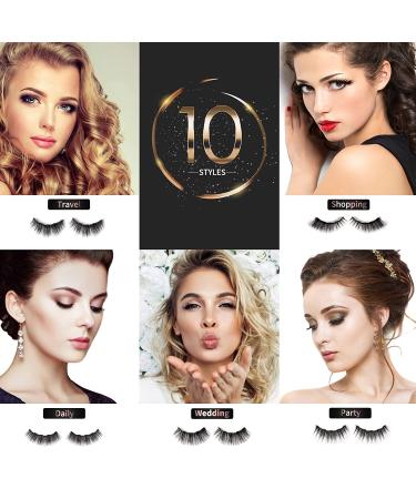Magnetic Eyelashes Kit with Eyeliner - Natural False Eyelashes, 10 Pairs, Tweezers Included - Buy Online on GoSupps.com