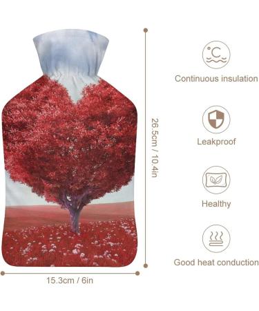 Red Love Tree Hot Water Bottle with Plush Cover - Hand Warmer for Adults & Kids | 26.5x15.3 cm - International Shipping - Buy Online on GoSupps.com