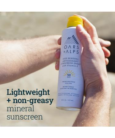 Buy Oars + Alps Mineral SPF 50 Sunscreen Spray - Vitamin E Antioxidants Water & Sweat Resistant - 6 Oz | Shop Internationally - Buy Online on GoSupps.com