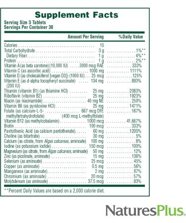 NaturesPlus Source of Life No Iron - 90 Tablets - Multivitamin & Mineral Supplement with Vitamin D3 - Supports Natural Energy & Well-Being - Gluten Free Vegetarian - 30 Servings 90 Count (Pack of 1) - Buy Online on GoSupps.com