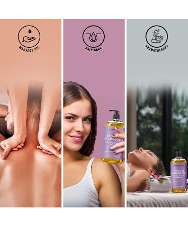 Majestic Pure Lavender Massage Oil - Calming, Soothing & Relaxing Therapy Blend for Men and Women - 8 fl oz - Buy Online on GoSupps.com