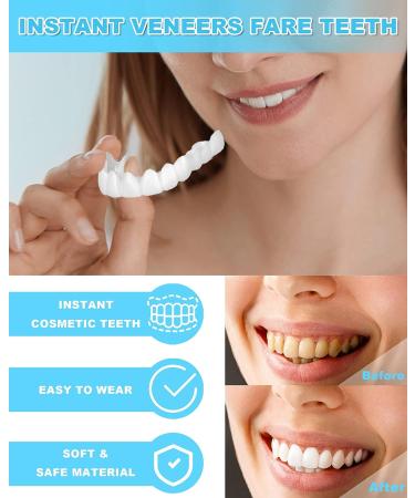 4 PCS Fake Teeth Veneers for Women and Men - Comfortable Dentures for Upper and Lower Jaw, Natural Shade Fit Dental Veneers - Temporary Teeth Restoration - Buy Online on GoSupps.com