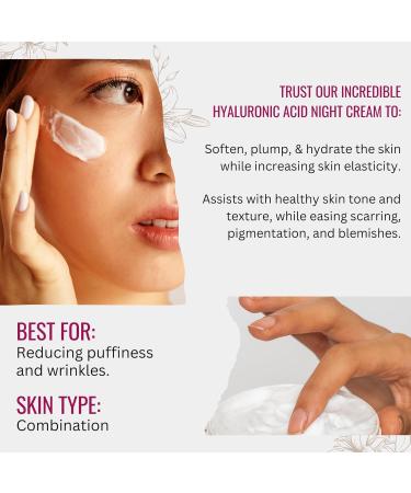 Hyaluronic Acid Night Cream for Face & Neck with Collagen Manuka Honey & Vitamin E | Revitalize Skin | Plant-Based Formula 1.69 Fl Oz - Buy Online on GoSupps.com
