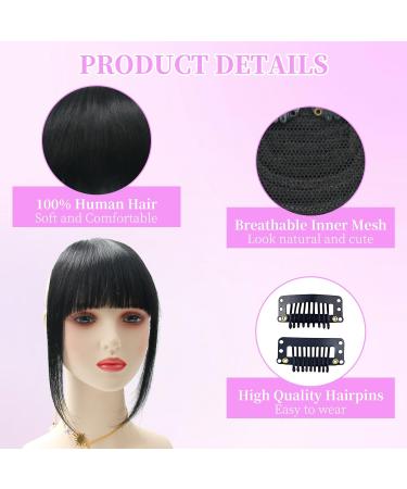 Real Human Hair Bangs Clip in Fringe Extension | Thick Unprocessed 1b# Black Color - Buy Online on GoSupps.com