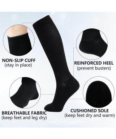 Buy MD Compression Socks (15-20mmHg) for Men & Women - Knee High Cushioned Support for Running Travel Medical Use Edema & Varicose Veins - 6 Pairs (3 Black 3 White - Buy Online on GoSupps.com