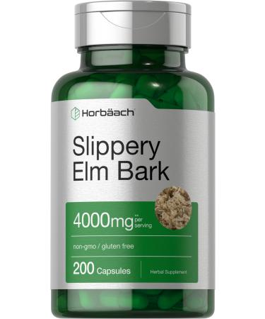 Slippery Elm Bark Capsules | 200 Count | Non-GMO & Gluten Free | by Horbaach