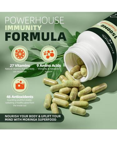 Moringa Pure Capsules, Rich Moringa Powder, A Natural Green Antioxidant Superfood - Supports Energy, Skin Health, Gut Health, with Essential Vitamins & Amino Acids, 180pcs-2 Pack 180 Count (Pack of 2) - Buy Online on GoSupps.com