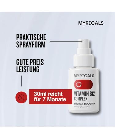 Myricals Vitamin B12 Complex Premium Spray - 5-Fold Patented Technology for Energy Immune Support & Nerve Health - 7 Month Supply Made in Germany - Buy Online on GoSupps.com