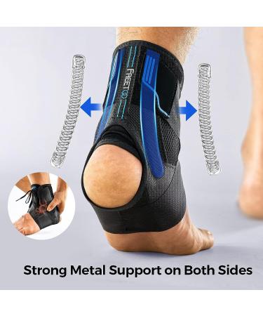 FREETOO Ankle Brace with Maximum Metal Support for Men & Women - Compression Foot Support for Sprained Ankle, Plantar Fasciitis Injury Recovery - Lace Up Ankle Support for Running Volleyball - Left/Right - Large Black - Buy Online on GoSupps.com