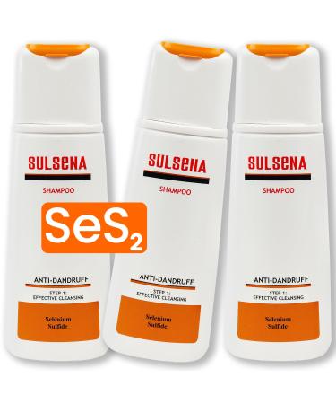 Amalgame Luxe Ltd 3 x SULSENA ANTIDANDRUFF SHAMPOO SOOTHING CALMING DEEP CLEANSING EFFECTIVE ANTI DANDRUFF Shampoo with Selenium Sulfide for All Hair Types Set 3 for MEN and WOMEN 450 ml Shampoo Set x3