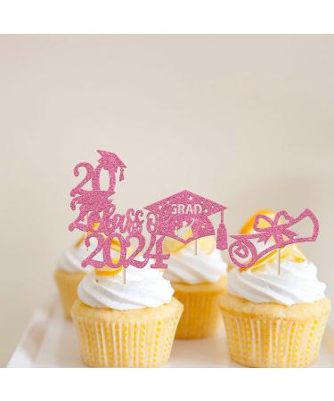 Rsstarxi 36 Pack Class of 2024 Graduation Cupcake Toppers 2024 Graduation Food Appetizer Picks 2024 Grad Cap Done Diploma Cupcake Picks for 2024 Graduation Theme Party Cake Decorations Pink - Buy Online on GoSupps.com