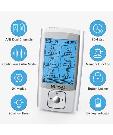 NURSAL TENS Unit Muscle Stimulator Machine for Pain Relief - Electric Massager for Back, Neck, Muscle Pain - FSA/HSA Eligible - Buy Online on GoSupps.com