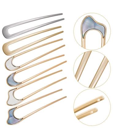 Hoyuwak 6Pcs Metal Hair Forks U-Shaped Hair Pins | Hair Sticks for Women Girls | Updo Bun Chignon Styling Accessories (Gold & Silver, 3 Designs) - Buy Online on GoSupps.com