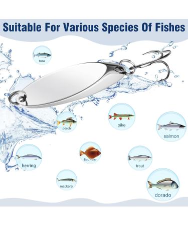 Saltwater Treble Hook Fishing Lures Set - Metal Spinner Baits for Salmon Bass - 5 Sizes Casting Spoon Lures - 1/5 oz to 3/4 oz - Silver - Pack of 20 - Buy Online on GoSupps.com