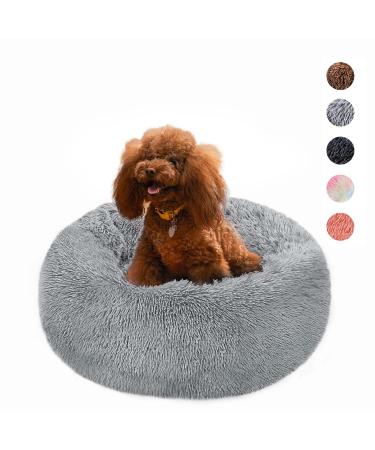 DDSNTY Calming Dog Bed Cat Bed,Dog Beds for Large Dogs Medium Dogs Small Dogs,Large Dog Bed,Medium Dog Bed,Small Dog Bed,Cat Beds for Indoor Cats,Anti-Slip Anti-Anxiety Donut Fluffy Durable Pet Bed Large 28"x28" Light Grey