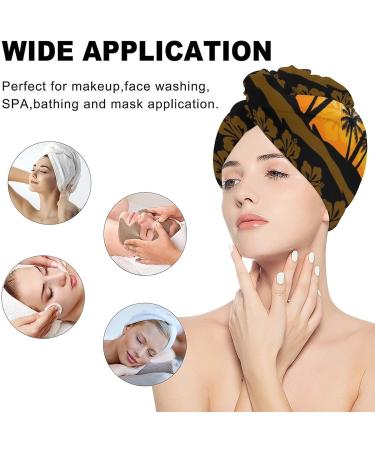 Tropical Frangipani Palms Hair Towel Wrap for Women - 10x26 Inch Super Absorbent Microfiber Turban - Buy Online on GoSupps.com