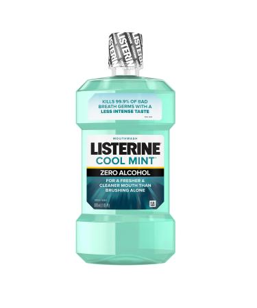 Listerine Zero Alcohol Mouthwash  Less Intense Alcohol-Free Oral Care Formula for Bad Breath  Cool Mint Flavor  500 ml