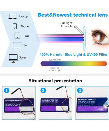 MMOWW Blue Light Filter Reading Glasses for Men & Women - Retro Round Metal Frame - Fashionable Rose Gold - Computer Protection 0.0x - Buy Online on GoSupps.com